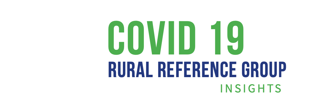 "Covid 19 Rural Reference Group Insights" in green and blue text