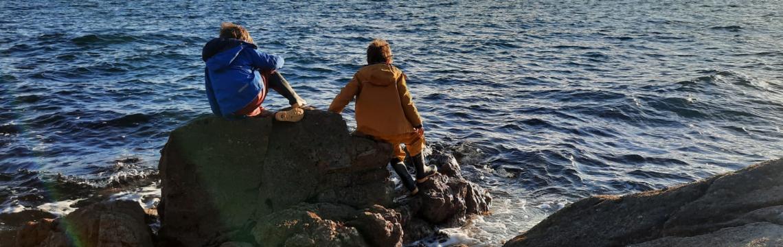 Children playing on the shore